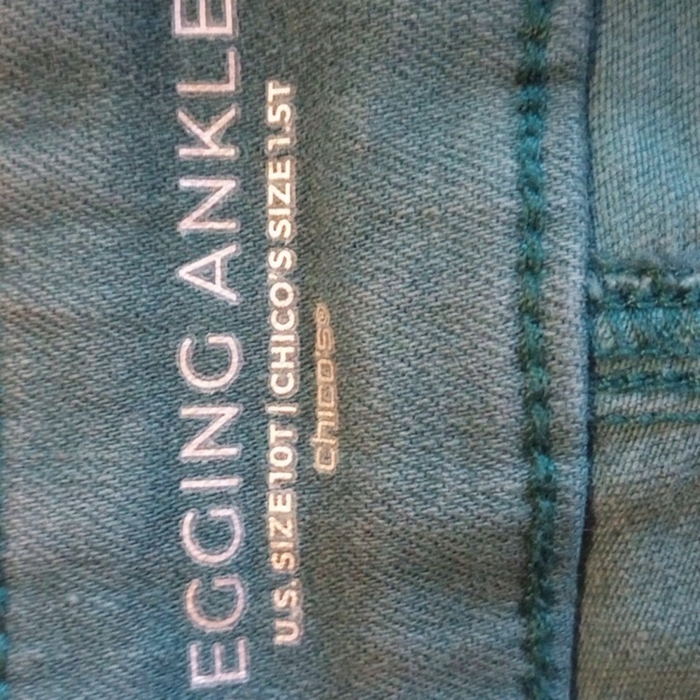 Chico's Teal Skinny Jeans - Picture 5 of 9